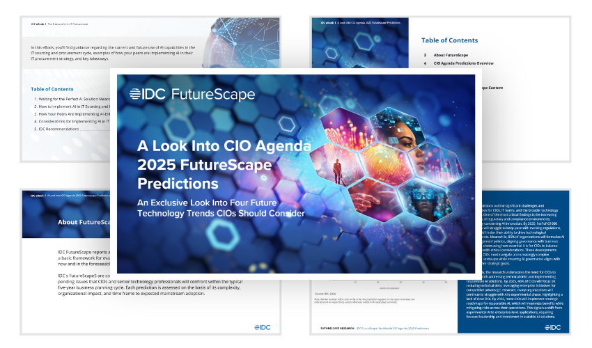 Preview the eBook, A Look Into CIO Agenda 2025 Futurescape Predictions​, now.