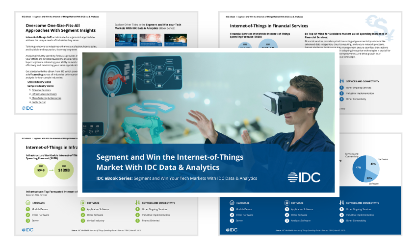 Static image showing the title page of the IoT market segment primer eBook and previewing a portion of interior pages.